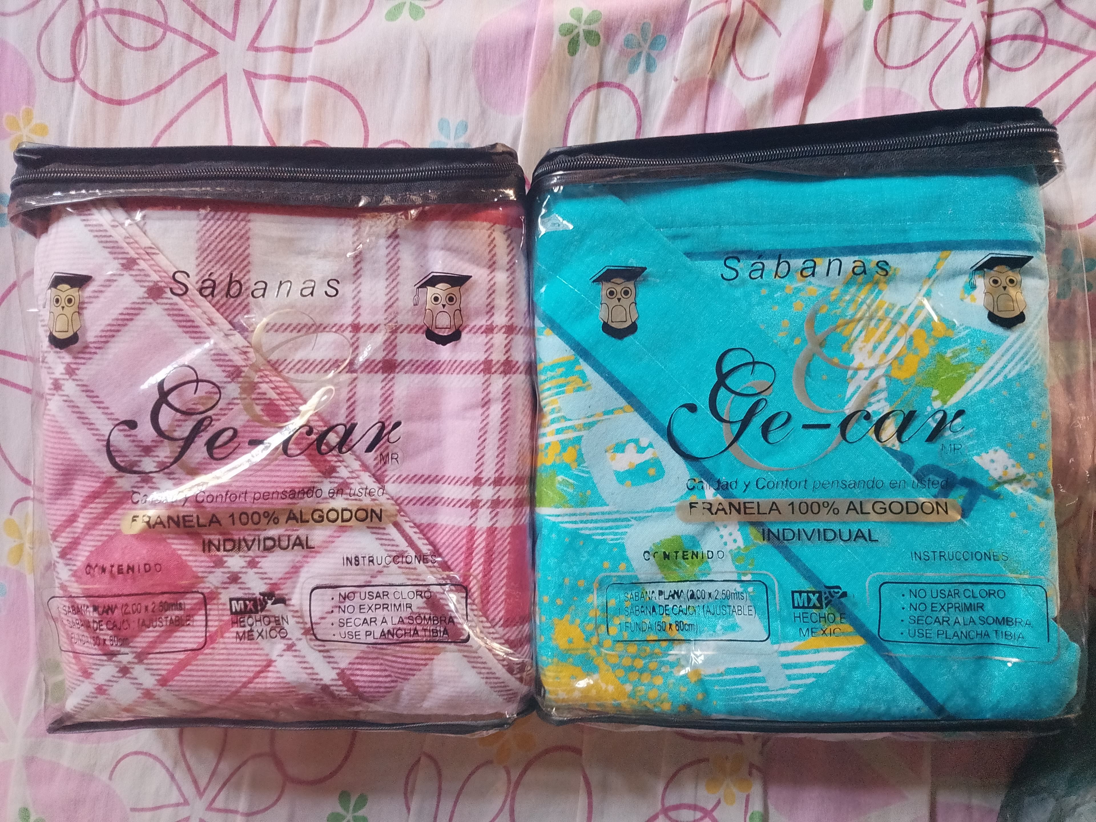 Juego de sábanas Ge-can de franela 100% algodón individual