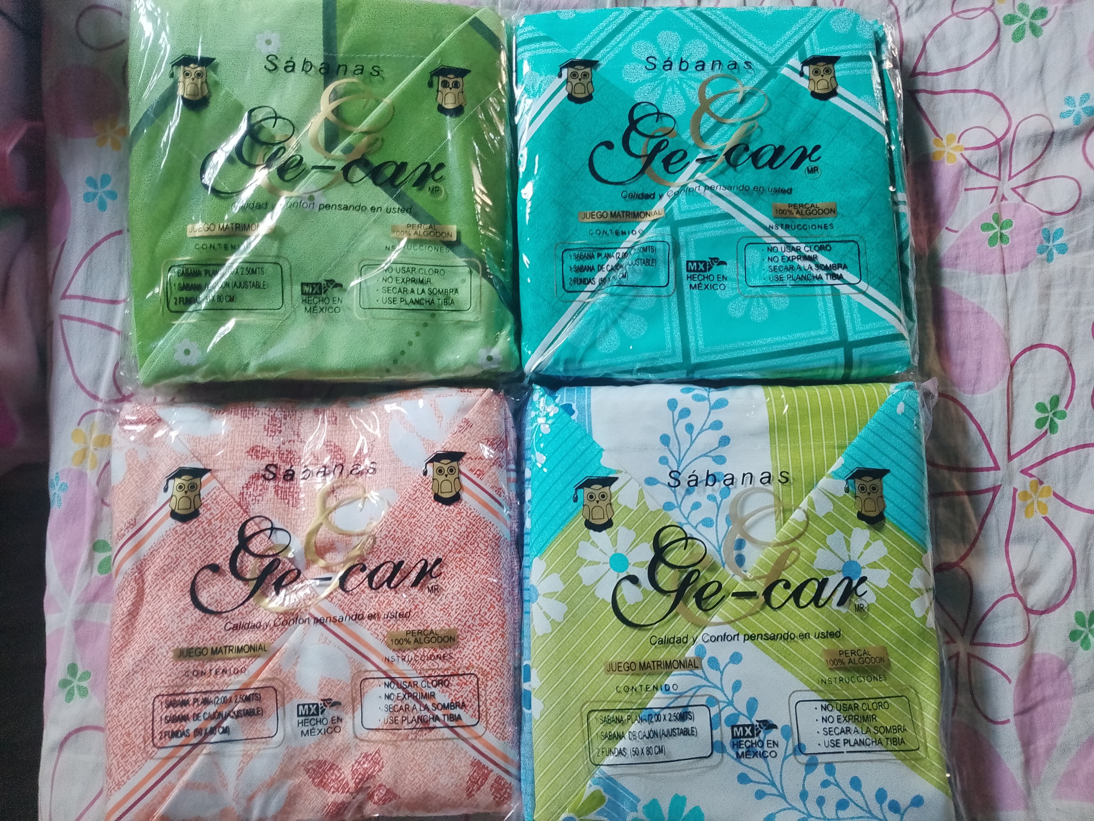 Juego de sábanas Ge-can matrimonial de algodón
