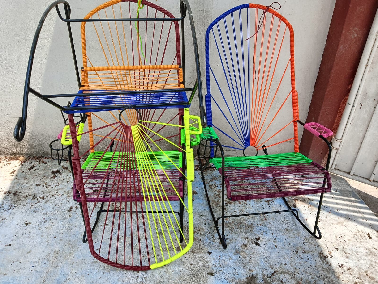 Silla Acapulco tejida de herrería